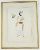 Honaria D Marsh  Watercolour drawing Figure, inscribed in pencil by the artist in the margin 'Mrs