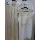 1950's satin nightgown with lace detail to the waist and yoke, broad satin straps, some loss on