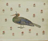 Keiko Minami (Japanese, 1909/11-2004) Etching in colours on paper  Bird amongst flowers Signed in