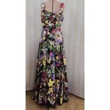 1950's possibly silk evening gown with broad straps, very full skirt, draped bodice (little damage