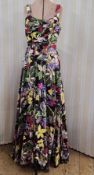 1950's possibly silk evening gown with broad straps, very full skirt, draped bodice (little damage