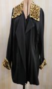 Vintage crepe coat labelled Carling with faux-leopardskin collar and cuffs, a Leana lady's coat