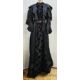 A black Victorian probably mourning dress, with cut velvet detail to the inner bodice, appliqued - Image 1 of 15