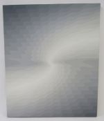David Mills (b.1947)  Acrylic on board Untitled, flowing waves in grey and white, dated 1974, 71cm x