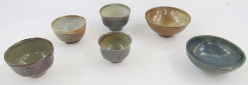 Ray Finch (1914-2012) for Winchcombe six bowls and dishes to include brown glazed bowl with
