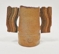 Colin Pearson (1923-2007) winged stoneware vessel with clear glazed body, the wings decorated with