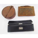 An Edwardian leather travel case for Handkerchiefs and Gloves - labelled as such with contents,