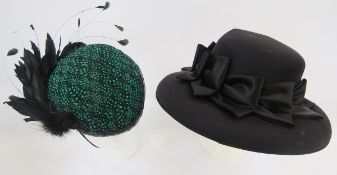 Large Ascot wedding hat made by Paula Bromley of Trowbridge, Wiltshire, a feathered small hat with