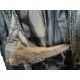 A black Victorian probably mourning dress, with cut velvet detail to the inner bodice, appliqued - Image 10 of 15