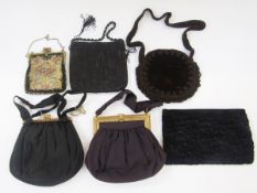Various vintage evening bags to include a petitpoint bag with gilt-coloured metal fixed frame,