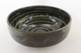 Ray Finch (1914-2012) for Winchcombe bowl, the brown glaze with spiral decoration to centre, brown