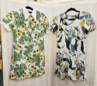 Various 1960's dresses to include a polyester mini dress with short sleeves, white collar, size 14