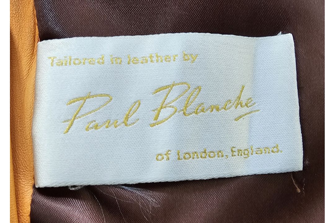 Vintage 1970's orange leather coat, three-button metal fastening, pockets and a shawl collar, and - Image 2 of 4