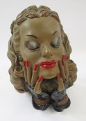 Large Art Deco plaster bust of a lady 'Yvette', reg no.858810, 34cm high