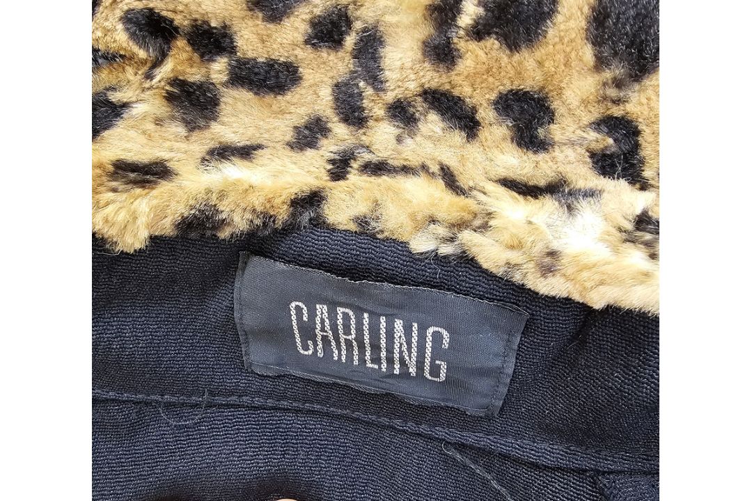 Vintage crepe coat labelled Carling with faux-leopardskin collar and cuffs, a Leana lady's coat - Image 2 of 7