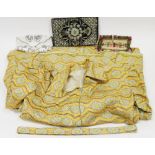 Two vintage beaded purses, 16cm wide, an Indian metal embroidered purse, an Indian Sherwani type