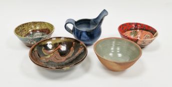 Group of studio pottery items to include a tenmoku glazed bowl by Harry Horlock Stringer, a