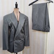 Hugo Boss gent's pale grey suit, cashmere wool, very faint pinstripes, wide lapels, double breasted,