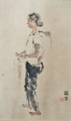 Early 20th Century Chinese School  Coloured print on paper Spinning Along the Roe, with red seal and