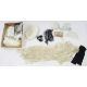 Large piece of lace, on a net veil (damaged), a piece of black net, another lace trim, two pairs - Image 3 of 4
