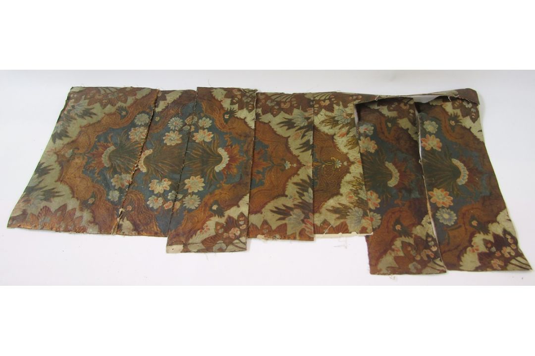 C. 1920's handpainted leather  - wallpaper  or upholstery , sections with slightly embossed - Image 2 of 2