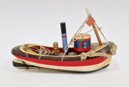 Sam Smith of Dartmouth (1908-1983), 'Hero' painted wooden model of a tug boat, signed to base, bears