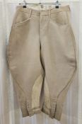 A pair of gent's vintage riding breeches, button fly front Condition Report The breeches measure