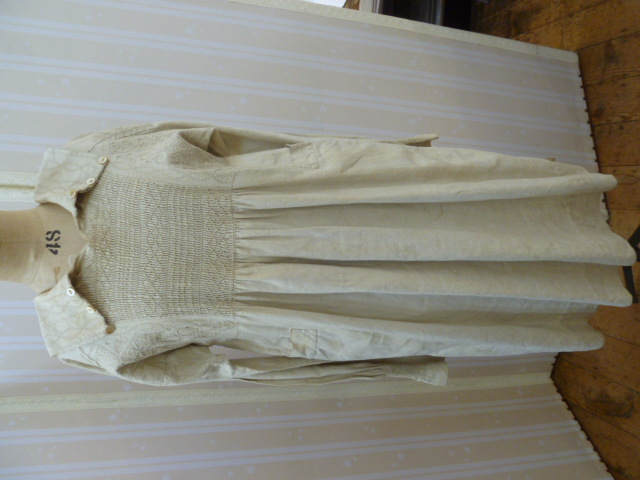 19th century farmer's smock, believed to be made in Gloucestershire, Cotswolds, hand stitched