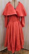 Frank Usher cocktail dresses, red sailor collar, full skirt, three-quarter length sleeves, a red