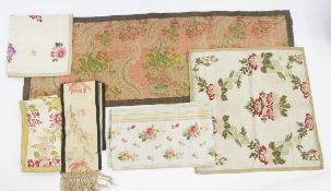 Three pieces of antique embroidered fabrics, possibly circa 1860's English, a later piece with