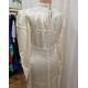 1920's/30's satin wedding dress, with smocked and rolled collar, fitted sleeves, button detail to - Image 5 of 6