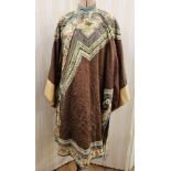 Silk Chinese robe - Han lady's robe - 19th century brown silk with embroidered panels, the yellow