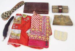 A vintage Gucci purse with card slots, notes and coin purse, a vintage 1920/30's lizard skin