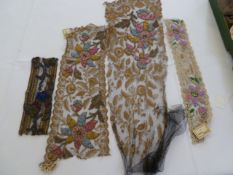 Quantity of antique embroidered pieces to include 1920's embroidered and beaded pieces, two with