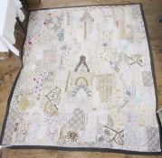 Three Indian embroidered bedspreads, embroidered with glass beads, beads, sequins, gold thread,