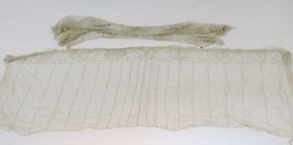 Edwardian/1920's beaded net short overlay blouse with beaded fringing and length of beaded net panel