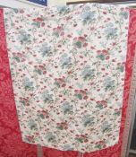 Pair of curtains, vintage chintz 185cm drop x 90cm wide approx. with pelmet, rose and forget-me-