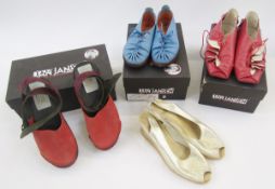 Jan Jansen three pairs of designer shoes, a blue laced pair with its original receipt from No. 2