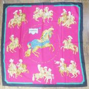 Hermes silk scarf - Carrousel, designed by Christine Vauzelles 1984,  lacking box