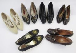 Quantity of ladies' vintage shoes to include Fiorenza, cream suede, LK Bennett, rope wedges with
