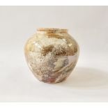 Arabia Finland pottery vase, shouldered and slightly tapered with marbled orange, gold and grey