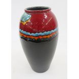 Poole pottery Millennium vase, shouldered and tapering, with glazed decoration to the neck and