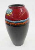 Poole pottery Millennium vase, shouldered and tapering, with glazed decoration to the neck and