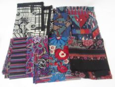 15 assorted wool scarves/shawls, Collier Campbell Designs for Liberty, 1982, 1988, 1985, 1987,