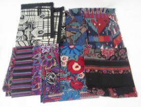 15 assorted wool scarves/shawls, Collier Campbell Designs for Liberty, 1982, 1988, 1985, 1987,