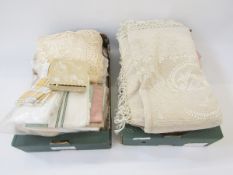 A quantity of vintage fabrics, including a pair of yellow curtains, 78