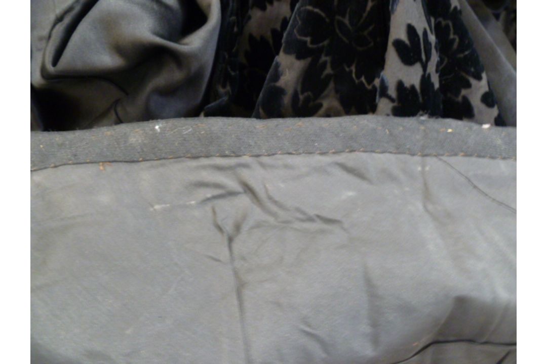 A black Victorian probably mourning dress, with cut velvet detail to the inner bodice, appliqued - Image 14 of 15