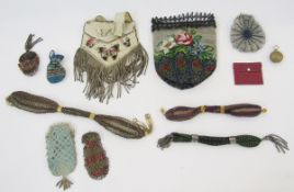 Various Edwardian and later beaded and crocheted evening purses, to include misers' purses, one