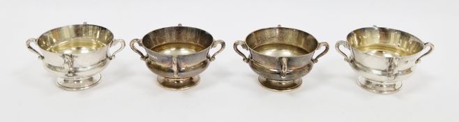 Set of four Edward VII silver salts, London 1908, Edward Barnard & Sons, of round form, each with
