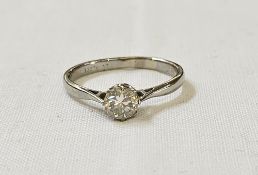 18ct white gold and platinum solitaire diamond ring, the circular stone 0.47ct approx, ring size